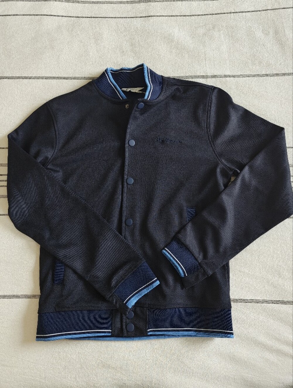 Ben Sherman Navy Bomber Jacket with Light Blue Trim Sz Small
